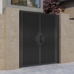 빌라 및 정원용 스테인리스 스틸 프레임이 있는 FOB 전기 이중문 알루미늄 아트 입구 현대적이고 심플한 스타일 : 피프리코퍼레이션