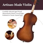 학생용 풀사이즈 바이올린, 하드 케이스 포함 어쿠스틱 튜너, 음소거, 어깨 받침대, 여분의 줄, 청소용 천, 학습자 12세 이상 (적색 갈색 : 월드픽존