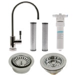 Westbrass C0136-05 11인치 컨템포러리 1-Lever 냉수 디스펜서 포함 2팩 및 폴리싱 키트(필터 포함), 니켈 스트레이너 트림 폐기 세트, 교체... 