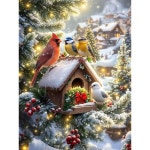 다이아몬드 아트 키트 초보자를 위한 5D 원형 드릴 카디널 페인팅 집 장식용 다이아몬드가 그린 새 눈 풍경 보석 12X16인치 G8833 : 윈포그