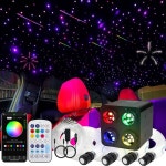트윙클 광섬유 스타라이트 헤드라이너 키트 1000pcs 0.03in13.1ft 파이버 스트랜드, RGB 유성 슈팅 스타 240pcs, 사운드 : 쇼픽스91