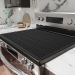 몬트프로 실리콘 스토브 매트, 28 x 20 인치 스토브탑 커버 프로텍터, 주방용 대형 식기 건조 유리탑 전기 쿡탑 커버, 내열 매트(블랙) : 소로상회