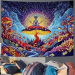 요아이 명상 외계 버섯 태피스트리 환상적인 원더랜드 벽걸이 침실 기숙사 거실, 60x44 인치 Blue 60 L x 44 W : 인피니티딜