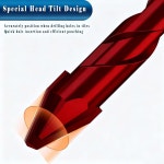 5피스 1cm(3/8인치) 레드 특수 구부러진 헤드 편심 드릴 비트 세트, 유리, 벽돌, 플라스틱, 시멘트, 목재, 세라믹, 금속, 대리석용 10mm 도자기... 