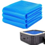 Adozsb 6 x 6 FT 태양열 온수 욕조 커버 스파 버블 커버 담요 사각형 풍선 온수 욕조 스파 풀 핫 욕조 스파 버블 랩 작은 수영장 커버 프로텍터... 