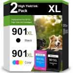 901 잉크 카트리지 교체 901 901XL 901 XL, Officejet 4500 J4524 J4540 J4550 J4680 J4680 프린터의 높은 수율 블랙 1개, 트라이... 