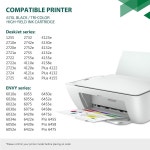 67XL 블랙 및 컬러 잉크 카트리지 2팩 67XL 잉크 카트리지 블랙 컬러 콤보 팩 교체, DeskJet 1255 2722 2724 2725 플러스 4122 Envy 6055... 