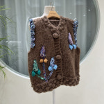 [무배]유니크한 핸드메이드 감성 자수 입체 꽃 니트 조끼 : 뚜비즈