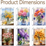 YarnMate 다이아몬드 페인팅 키트 6팩 키트, 5D 플라워, DIY 풀 드릴 플라워 젬 아트 및 공예품 12x16인치 1 G7672+G7673+G7674 : 픽잇업00