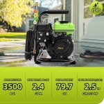 상업용 3500PSI 2.4GPM 79.7CC 가스 압력 세척기, 마당 1L 파워 준수), / Green35 호스 울타리 2.5HP 정원용 진입로 25FT ETL DS-E0 보틀... 
