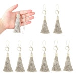 헤동헥시 8팩 태슬 24cm / 9 8P 태슬 태슬 장식용 실버 수제 가정 루프 라이트 트위스트 공예 DIY 5인치 키 액세서리 DS-8R Dark Beige 8P... 