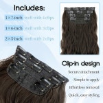 여성용 다크 브라운 헤어 익스텐션의 쿠로페 클립 인치 길이의 물결 모양 합성 헤어피스 일상 : 아가페컴퍼니