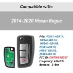 로그 리모컨 키 교체 2014 2016 키리스 닛산 2020 2015 엔트리 2018 H0561-4BA1B용 포브 2017 2019 CWTWB1G767 3-Btn : 글로벌픽엔셀