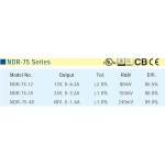 평균 WELL 오리지널 NDR-75-12 12V 6.3A NDR-75 75.6W 단일 출력 산업용 DIN 철도 전원 공급 장치 : 가온누리마켓2