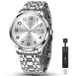 워치 라지 페이스 럭셔리 날짜 방수 DS-69 손목 다이얼이 로마 시계 발광 숫자 아날로그 스틸 있는 스테인리스 쿼츠 드레스 Black-G8405 : 스스아