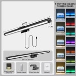 컴퓨터책상,침대옆책상RGB LED  라이트 바 무단계 조광 눈 보호 스크린 행잉 램프 PC 노트북 게임용 RGB 스크린 행잉 램프 : 에어마켓255