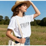 티셔츠 티셔츠, 반팔, 루즈 캐주얼 Black1 Small : 너른마루