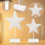 바쿨러 2팩 장식용 스타 램프 15인치 12인치 테이블 와인딩 라탄 스레드 따뜻한 LED 조명 배터리 작동 가정용 침실 침대 옆 거실 선물... 