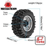4PCS 1.9인치 RC 비드락 휠 및 고무 타이어 세트 (1/10 트랙사스 TRX4 액시얼 SCX10 90046 MST HSP 레드캣 크롤러 자동차용) : 다이렉트상점