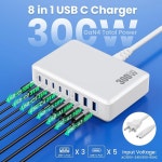 USB C 충전기 300W 블록 8포트 GAN IV 고속 충전소 PD 100W 노트북 : 글로벌커넥터몰
