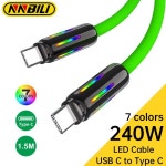 NNBILI 고속 충전 데이터 케이블 다채로운 RGB 브리딩 USB C에서 타입 변속기 240W 4 인 1 : 엘렘조