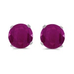 14k 화이트 골드로 구성된 1캐럿 총 무게 내추럴 라운드 루비 스터드 귀걸이 세트 : 금윤샵