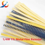 100PCs 1/4W 1 금속 필름 저항기 0 25W 1R 15 5 12 33 47 68 100 150 240 560R 1K 3 3K 8 2K 10K 100K 680K 1M 10M : 오십육플렉스