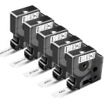 5 x 45013 DYMO D1 라벨 테이프 교체 1/2 인치 23 Ft, 흰색 검은색, 메이커 리필 매니저 160 210D 260P 280 360D 420P 450D (S0720... 