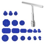 도가리 자동차 덴트 수리 풀러, T자형 풀러 + 18개 흡입 컵 비파괴 페인트 차체 손상 복구 우박 충격, 탈착식 휴대용 도구, 대부분의 자동차... 