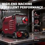 PUWU 200Amp 110V 스틱 용접기 ARC/ 트 TIG 2-in-1 슈퍼 미니 휴대용 20PCS 로드 및 글러브 RED 을 사용한 핫 스타트/VRD/안티스틱/ARC... 
