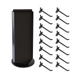 Azar, 4인치 잠금 후크 16팩이 있는 700508-BLK-4B16 8인치 W x 20인치 회전식 블랙 페그보드 카운터 디스플레이, 디스플레이 공개... 