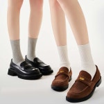 에멜강스 데일리 골지 양말 8켤레 면 무지 긴목 무압박 검정 흰 학생 양말 세트 : 에멜강스