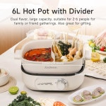 다이바이더가 있는 조이딤 전기 전골 냄비 6L / 6 3 qt 이중 맛 샤부샤부 UL 목록 및 끓임 건조 보호 2 6인용 DHG B600 사용 가능 : 구마 store