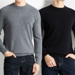 남성 반폴라티 기모 라운드 니트티 카라티 겨울 상의 출근룩 겨울코디 작업복 융기모 스웨터 : 트렌드팝