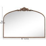 MOBUDAN 빈티지 아치형 거울, 101.6 x 76.2cm(40 30인치) 대형 앤티크 골드 벽 거울 장식용 화려한 바로크 아치 스타일 입구, 벽난로, 거실... 