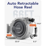 66피트 x 1/2인치 접이식 정원 호스 릴, 야외 릴 - 자동 벽걸이 밀폐 보관, 길이 잠금 장치, 10 패턴 노즐-그레이 1/2 66 FT Hose & Reel... 