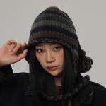 H3322 오리엔트 방울 히피 이어플랩 안감기모 방한모자 겨울 귀달이모자 따뜻한모자(3/C) : ROSY CABINET