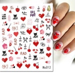 누아식 3d 핑크 하트 풍선 발렌타인 데이 사랑 편지 네일 아트 스티커 접착 슬라이더 네일 데칼 장식 매니큐어 액세서리 : 한영홀딩스