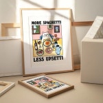 더많은 스파게티, 적은 불안함 만화 고양이 벽 아트 프린트 캔버스 그림 포스터 거실 어린이 방 홈 데코 선물 : 네이루