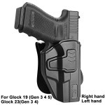 Glock G1919X(Gen 3 4 5) 23(Gen OWB 홀스터 레벨 II 고정 360도 조절 가능한 패들 백 오른쪽/왼쪽에 적합 : 시드컴퍼니8