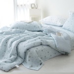 차렵이불 싱글세트 블루 부드러운침구 숙면아이템 침대패드 여름침구 : 민쿤마트