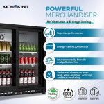 키킹 7.4 Cu.Ft 백바 쿨러 35.4 W 음료 냉장고, 로우-E 유리 슬라이딩 도어 2개, 카운터 높이 바 상업용 디스플레이 냉장고 김서림 방지, 맥주... 