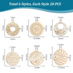 120pcs 6가지 스타일 황동 필리그리 펜던트 플랫 라운드 골드 참 벌크 메탈 속이 빈 DIY 팔찌 귀걸이 목걸이 주얼리 제작 : 월드 브릿지S