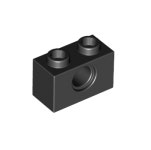 [레고부품] 테크닉브릭 Black Technic, Brick 1 x 2 with Hole (Item No: 3700/370026) : 원더 브릭