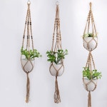 손으로 짠 마크라메 화분 걸이 보헤미안 스타일 벽걸이 홀더 실내외 걸이형 바구니 정원 장식 : 베스트종합판매점