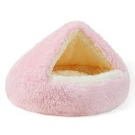 NOYAL 소형 및 중형 반려동물을 위한 원형 후드 도넛 강아지 침대 - 플러시 푹신한 불안 방지 고양이 동굴 커버 포함 : 직구에진심