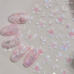 누아식 양각 꽃 핑크 나비 행운의 복숭아 꽃 세련된 봄 꽃잎 5D 소프트 릴리프 접착제 네일 아트 스티커 매니큐어 데칼 : 한영홀딩스
