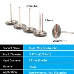 청소용 20pcs 1 스틸 와이어 브러시 세트 , 녹 1/8 드릴 비트 휠 페인트 도구 소형 연마 제거 회전 핏 샹크 : 글직라