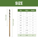 HLOFIZI 1/4 x 6 엑스트라 롱 드릴 고속 비트(6팩), 플라스틱용 강철 M2 시트, 연장 항공기 비트 금속 목재, 5/64 : 글직가