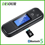 DISOUR USB Bluetooth 5.0 오디오 송신기 LCD 디스플레이 3.5MM AUX RCA 스테레오 무선 어댑터 TV PC 용 내장 배터리 : 금오소소온